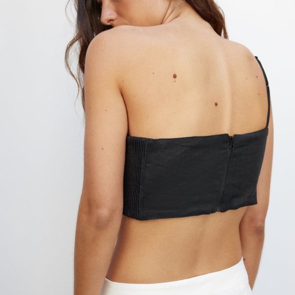 🦋 Bloggers Favorite 🦋 NWT ZARA LINEN BLEND RAFFIA FLOWER TOP SIZE M - Picture 17 of 17